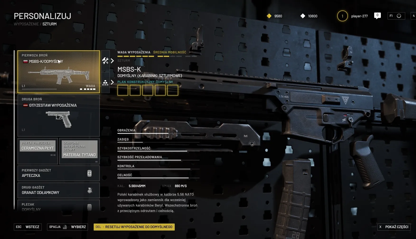 Weapon in hub menu